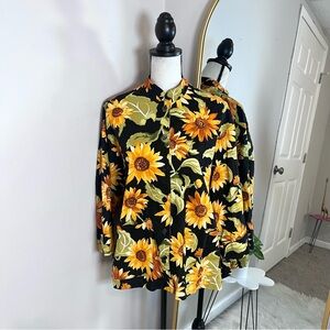 90s Floral Sunflower Button-Up Shirt